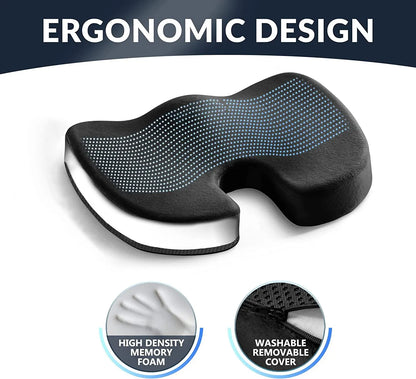 New - DGE Cooling Gel Enhanced Memory Foam Seat Cushion – For Home, Office Chair & Car Seats - Cushion for Lower Back & Sciatica Pain Relief-