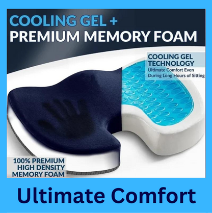 New - DGE Cooling Gel Enhanced Memory Foam Seat Cushion – For Home, Office Chair & Car Seats - Cushion for Lower Back & Sciatica Pain Relief-